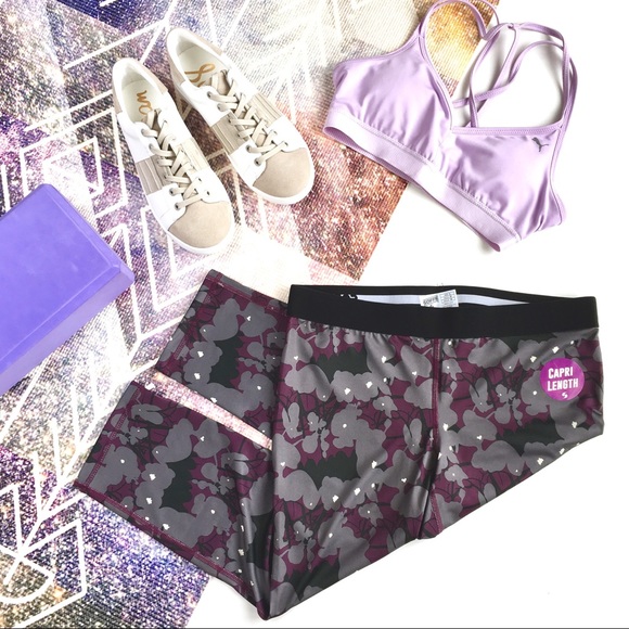 Soffe Pants - SOFFE Low-Rise Dri Active Capris, Midnight Bloom L